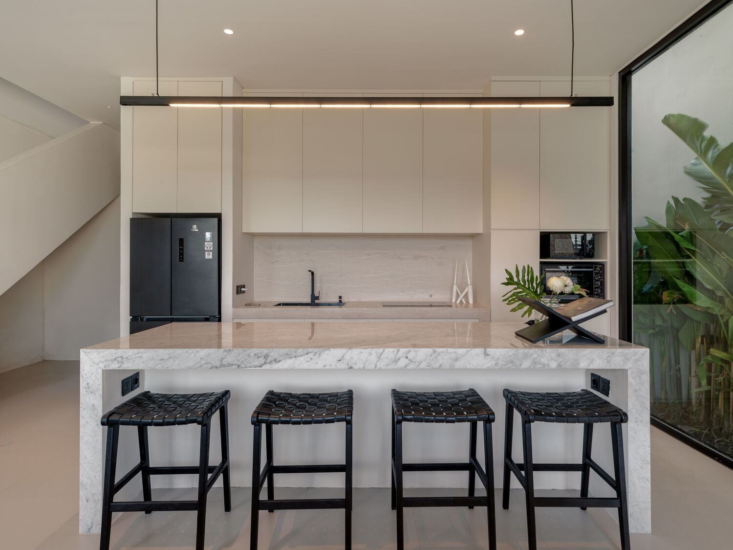 Modern kitchen with marble island