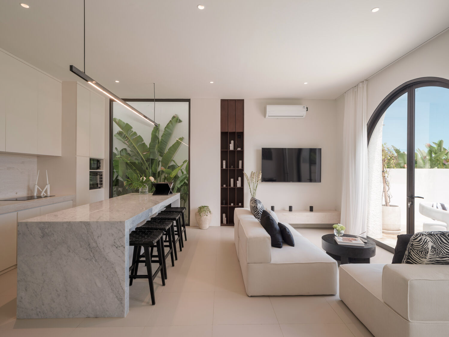 Open-plan living and dining area